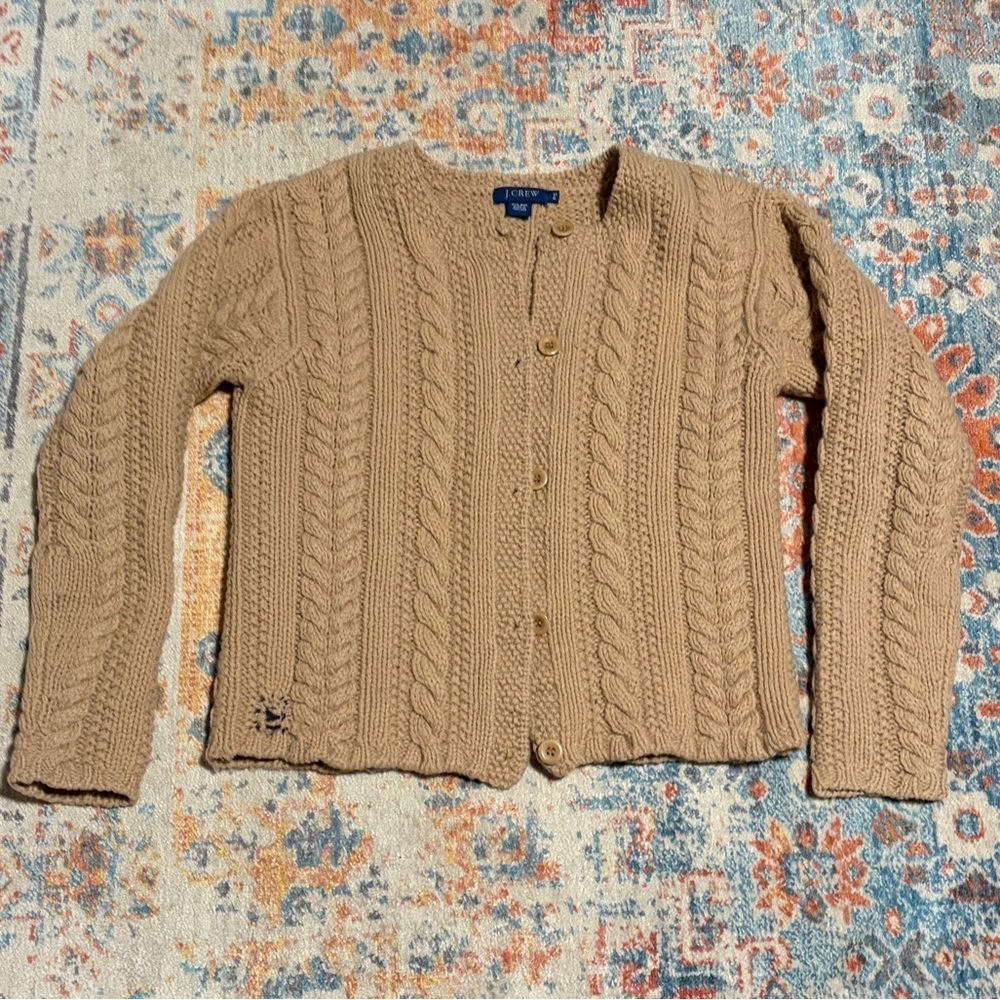 Vintage JCrew wool cable knit crewneck cardigan